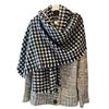 NINA SOLOR 100% Cashmere Double-Sided Houndstooth Scarf Shawl