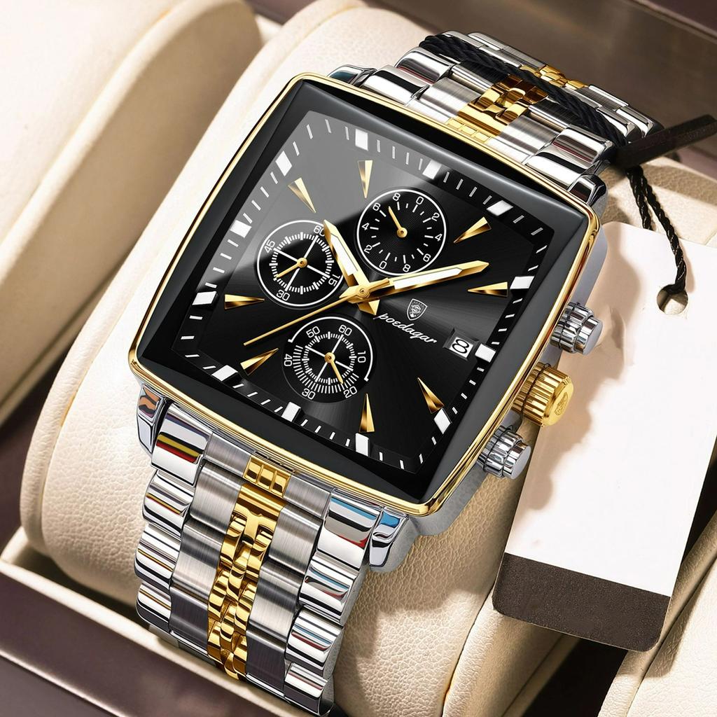 POEDAGAR Top Luxury Male Wristwatch Waterproof Luminous Stainless Steel Men Watch Chronograph Date Business Quartz Men's Watches