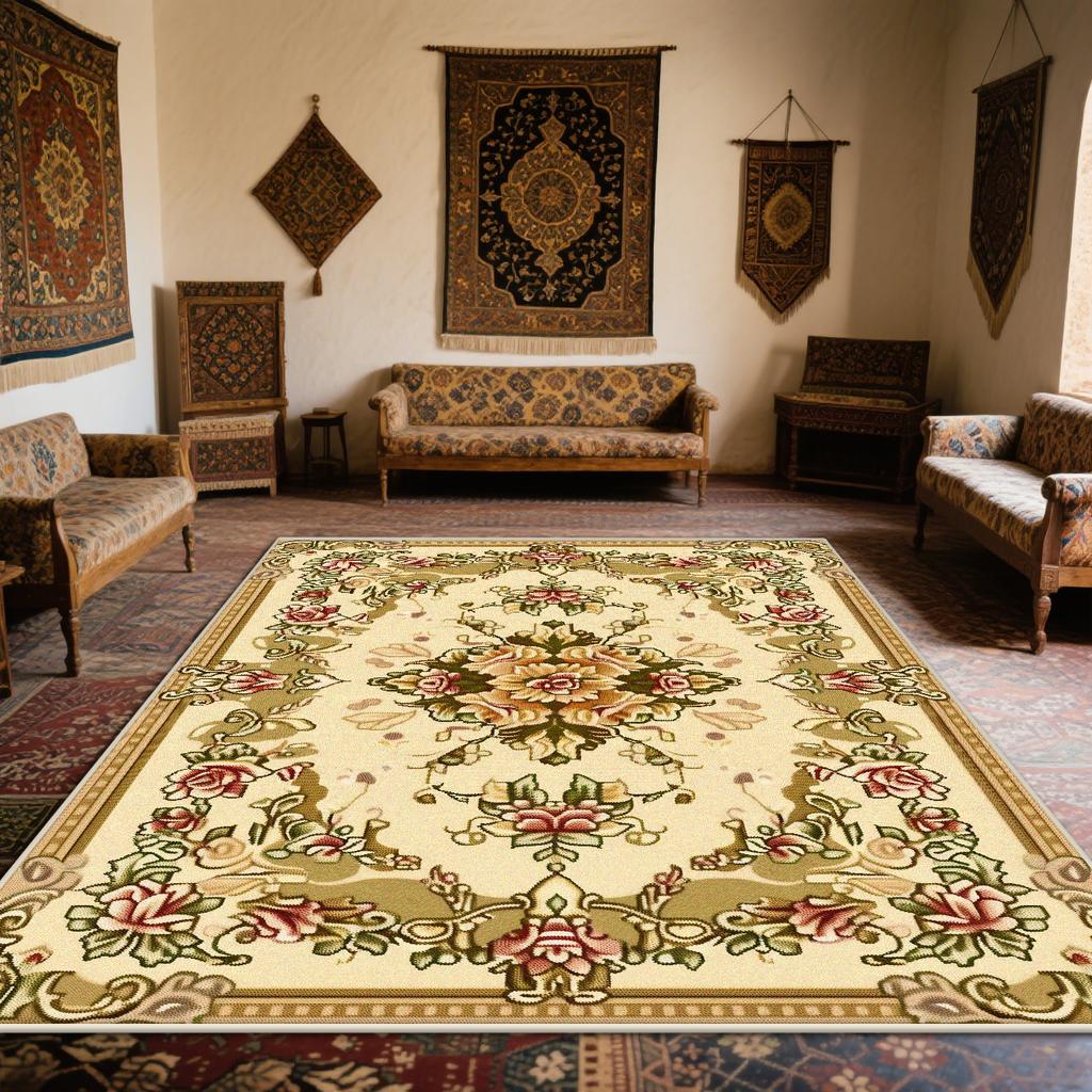 Persian Light Luxury Carpet for Living Room Non-slip Bohemian Decoration Bedroom Lounge Rug European Tatami Mat Washable Lounge