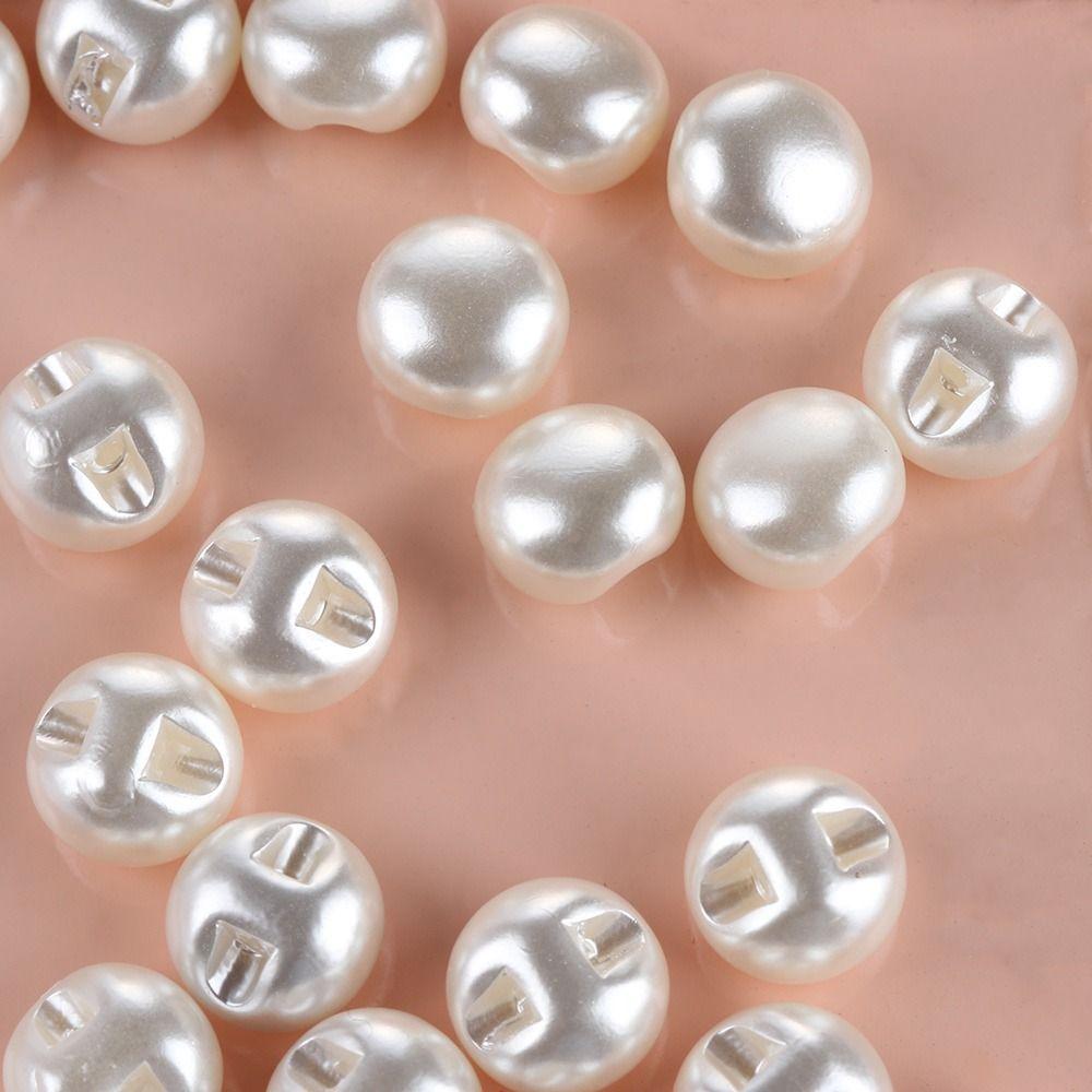 50pcs Multi Size Pearl Button Creamy-white Venetian Pearl Button Clothes Button  Garment Decorative