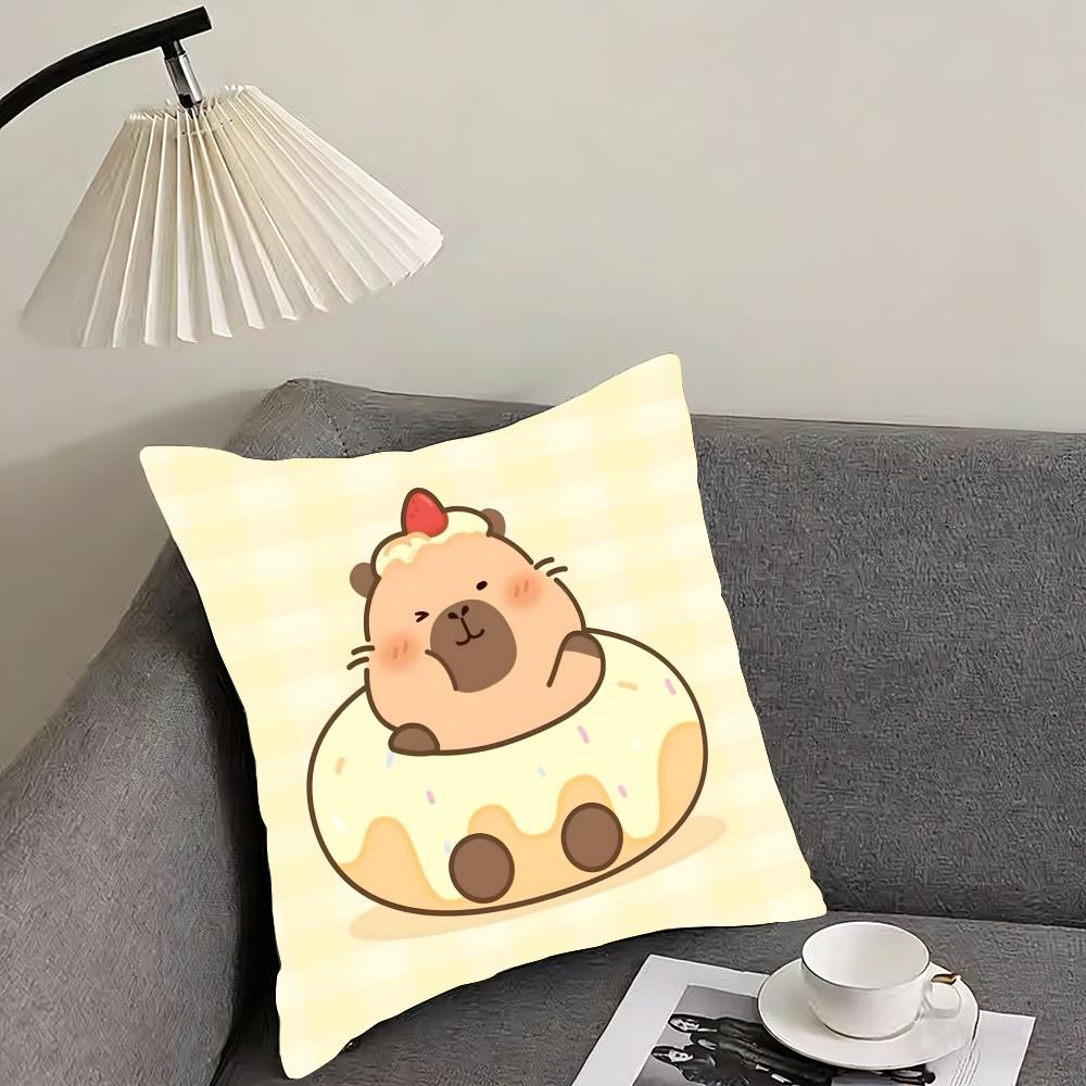 Cute Cartoon Capybara Cushion Cover Pillowcase Ultra Soft Skin Friendly Fabric Cloud Like Comfort Concealed Zipper