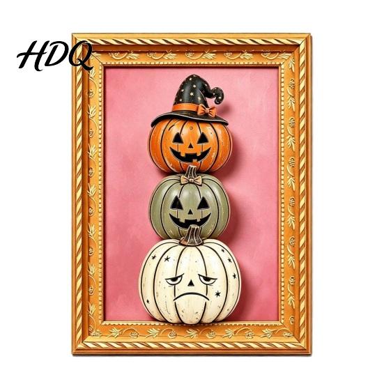 Durable Magnetic Decor Halloween Pumpkin Frame Refrigerator Magnet Vintage Ghost Fridge Decorations Whiteboard Decorative Magnet for Holiday