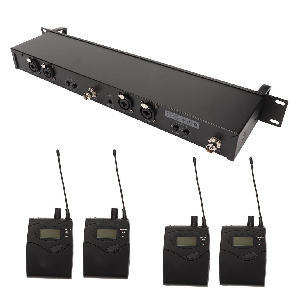 Wireless Earphone Monitor System 2 Channel 4 Bodypacks Whole Metal UHF Stage Monitoring System for