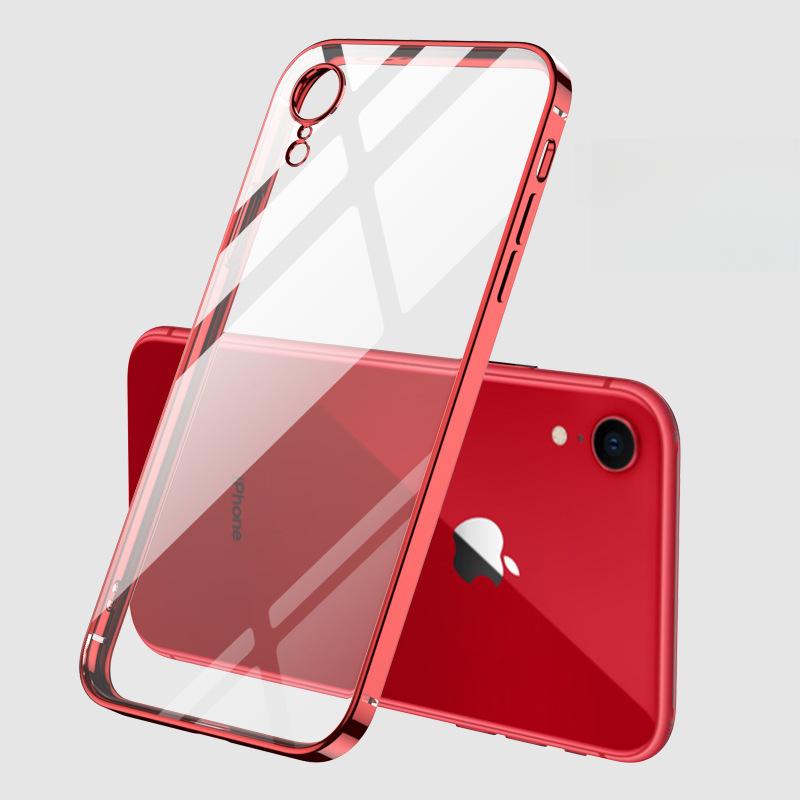 

Подходит для Apple 16 Гальванизированный Чехол для Телефона с Прямыми Краями, Прозрачный Чехол-Полное Покрытие для iPhone15proMax, Защитный Чехол с Мелким Отверстием 14 Xr iPhone16plus красный