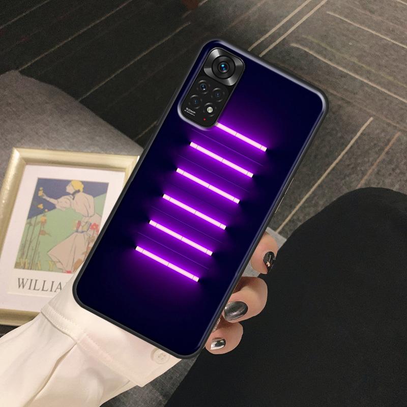 Purple Colour Neon Light Case For Redmi Note 12 Pro 8 9 10 11 Pro Note 12S 11S 10S 9S 8T Redmi 12C 10C 10A 9C Cover