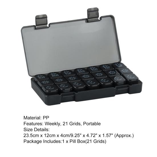 Pill Box Dust-proof Detachable 21 Grids 7 Days Weekly Pill Organizer for Supplement