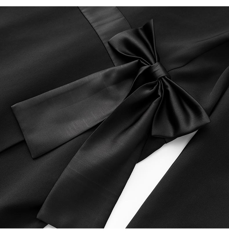 Autumn Rhinestone Waist-Gathering Bow Bodycon Dress