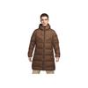 Nike Logo Print Zip-Up Hooded Down Jacket Men Outerwear Brown DV1134-259