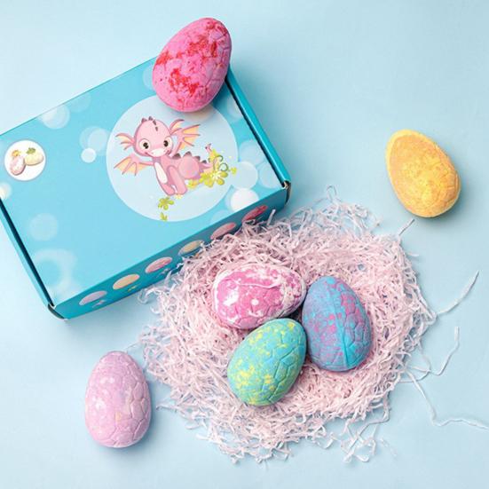 1 Set Bath Toys Dinosaur Egg Set with Sea Salt Ingredients Colorful Bubble Bath Fizzies with Surprise Sea Animal Inside Gentle Bubbles Spa Bath Gift
