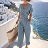 Women's Summer New Arrivals Fashion Solid Color Irregular Short Sleeve Set