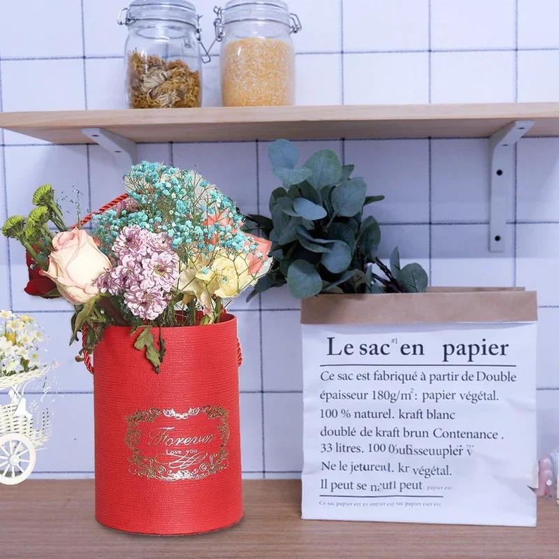 Nové kulaté papírové krabice na květiny Květinářský květinový kbelík Dárková balicí krabice Dárkový Candy bar na párty Svatba Dárkové úložné krabice