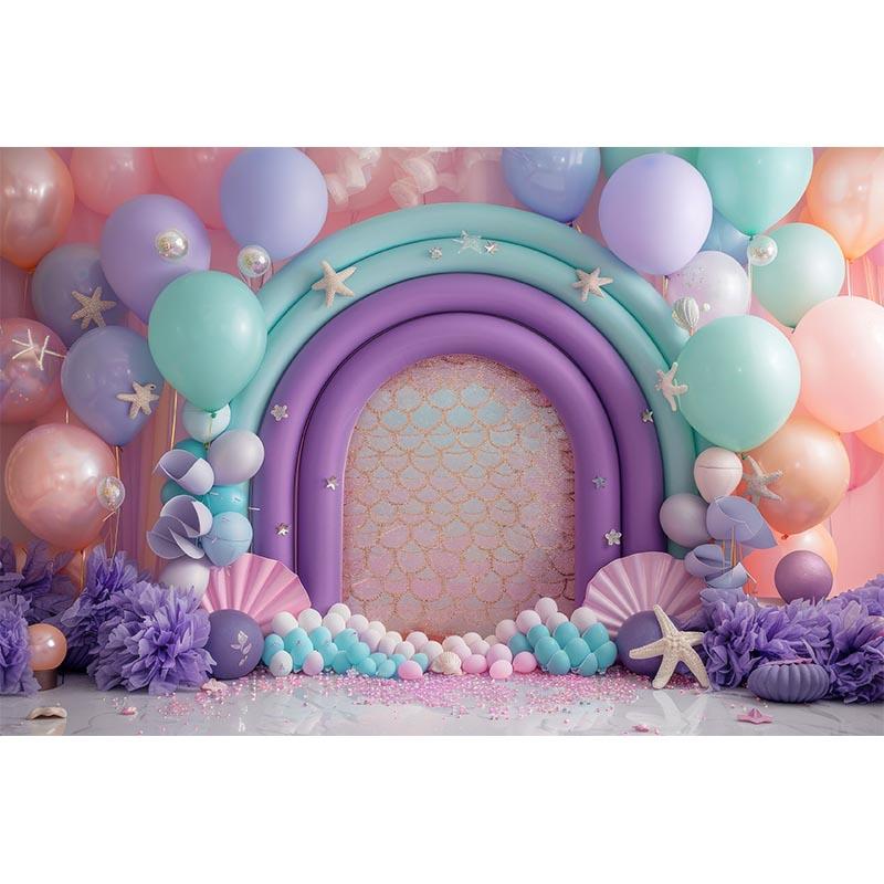 Mermaid Balloon Underwater World Theme Photography Background Newborn Baby1st Birthday Party Decor Supplies Photo Shoot Props