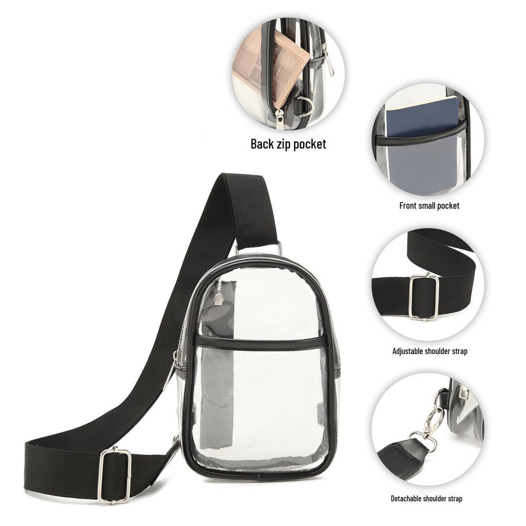 Waterproof Transparent PVC Shoulder Bag - Fashionable Korean Style Unisex Messenger & Sports Chest Bag