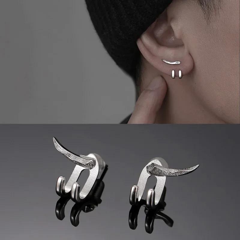 Vintage Punk Earrings for Men Detachable Dual Purpose Stud Prong Ear Jewelry Gothic Party Fashion Accessories Hombre Gift