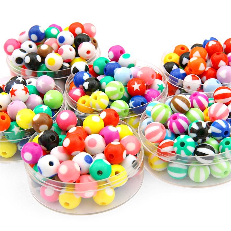 530Pcs Acrylic Beads Colored Balls Loose Spacer Beads For Diy Jewelry Finding Making