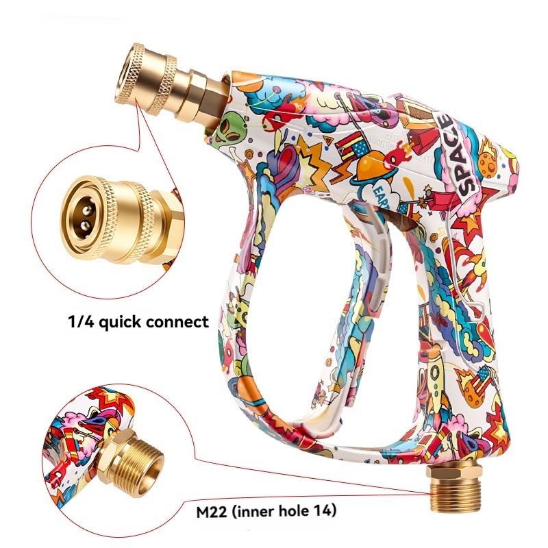 2026 New Model Personalized Graffiti High Pressure Washer Gun, Aluminum Valve & Copper Head, 5-Color Nozzle Set, 1/4" Quick