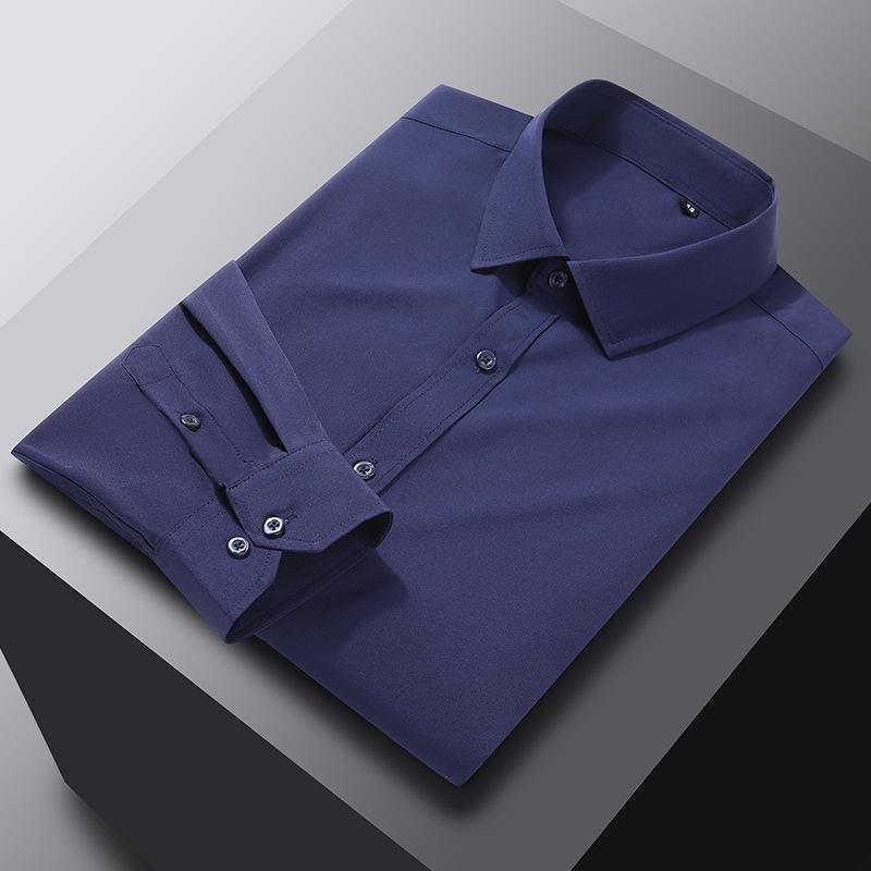 Pánská košile s dlouhým rukávem, jednobarevná, ležérní, módní, nežehlivá, nemačkavá, business top