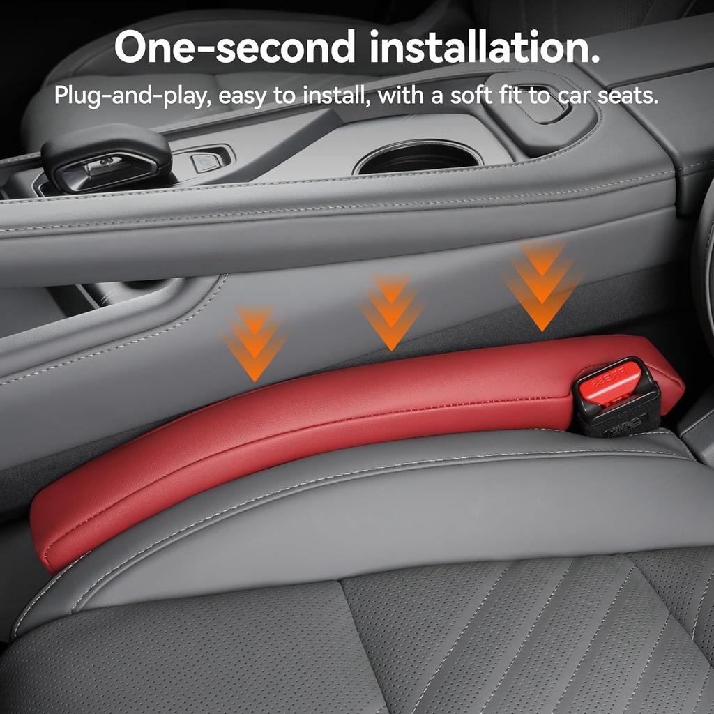 Car Seat Gap Filler,2PCS Leather Gap Plug Box For Car Seat Space,Fill Between Gap Strip,Adjustable Width 3.5-6Cm(1.4-2.4 In) (Black)