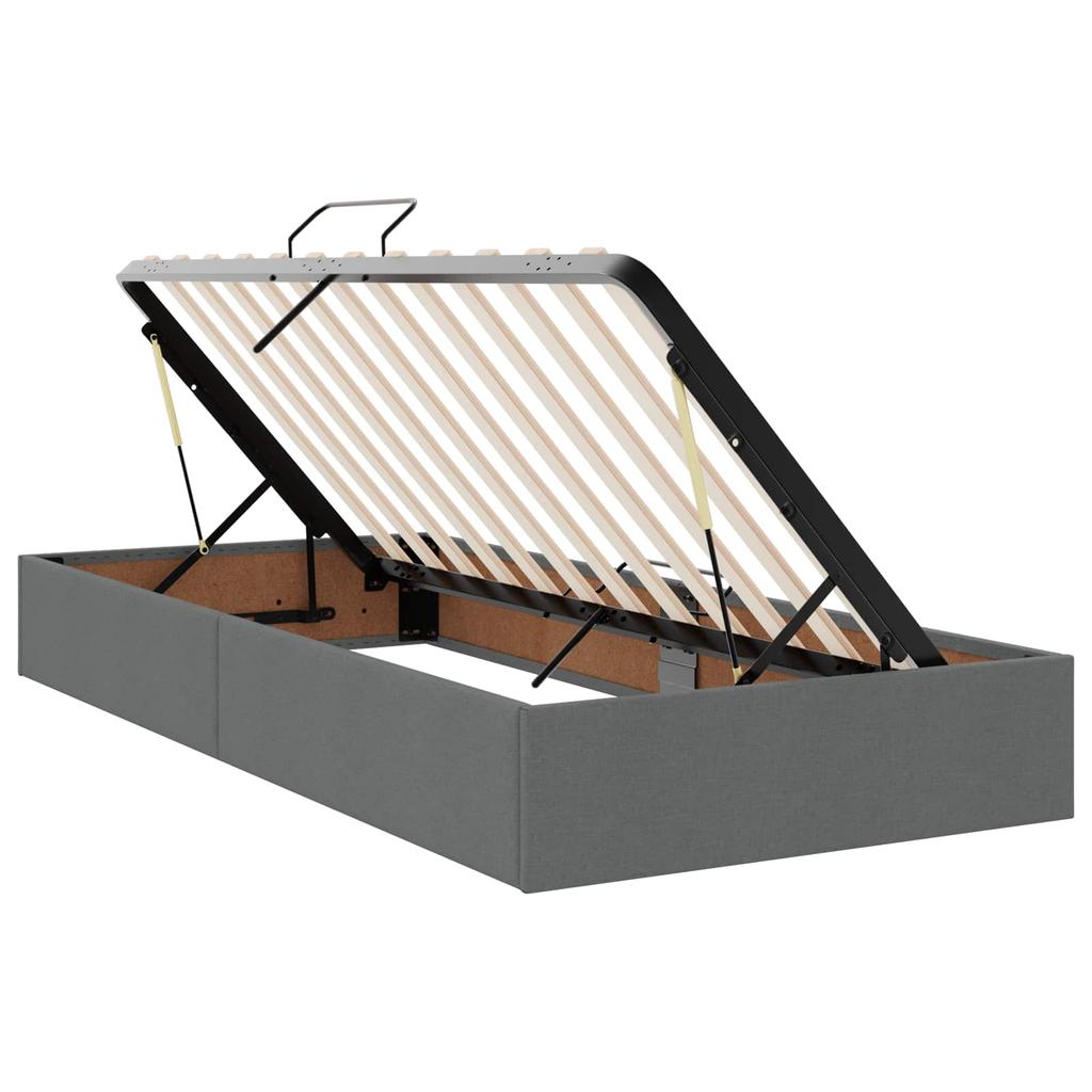 LED Storage Bed with Mattress Dark Grey 100 x 200 cm Fabric