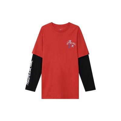 Skull Print Logo Fake Two-Piece Casual Comfortable Pullover Round Neck Short Sleeve T-Shirt Men T-Shirt Red VN0A54JQ4PV