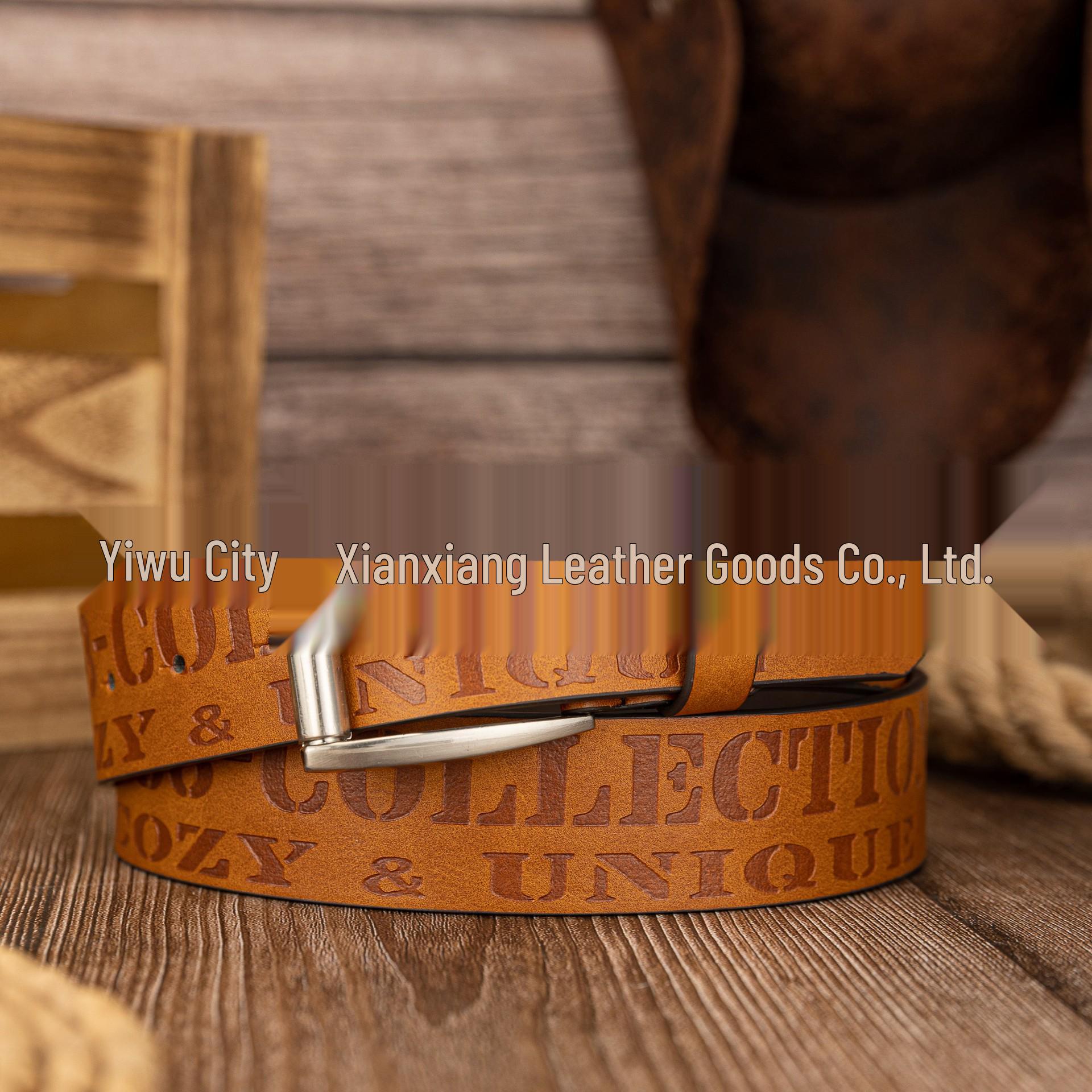 Retro Square Tail Embossed Leather Unisex Belt 120 cm