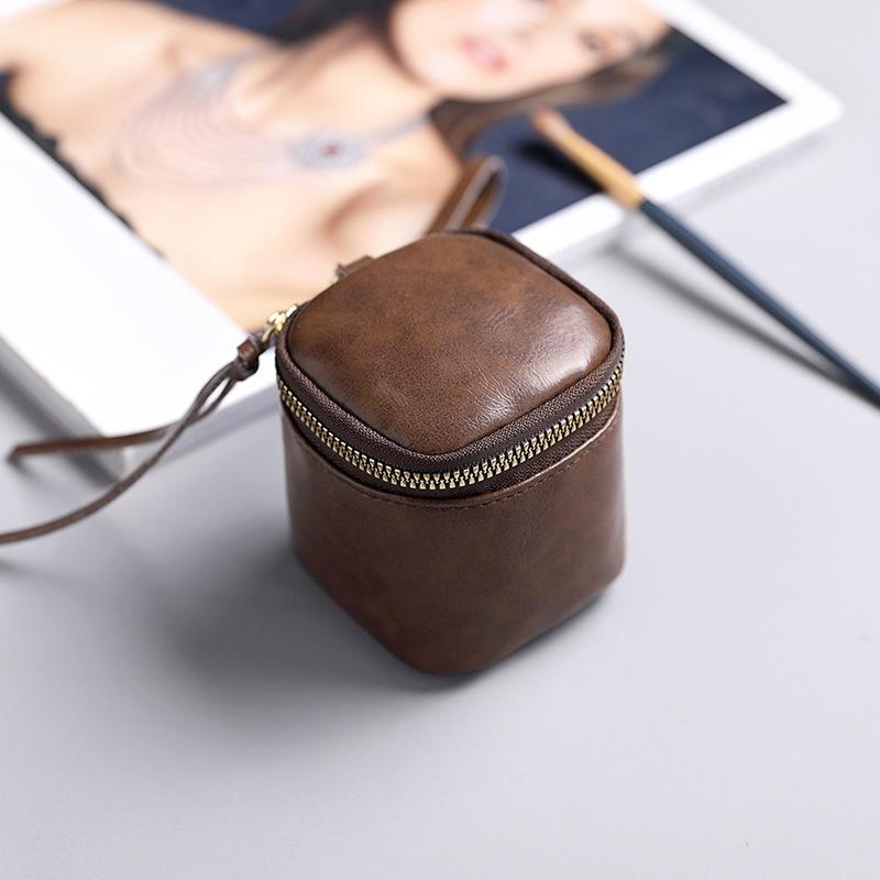Wax Genuine Skin Coin Purse Square Lipstick Headphone Small Bags Storage Bags Mini Bag Travel Purses Cute Keychain Bag for Women