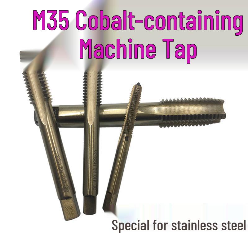 Stainless Steel M35 Cobalt Taper Tap Set: M3, M4, M5, M6, M8, M10, M12, M16, M18 Machine Taps, 1.25 Pitch M2 Tap