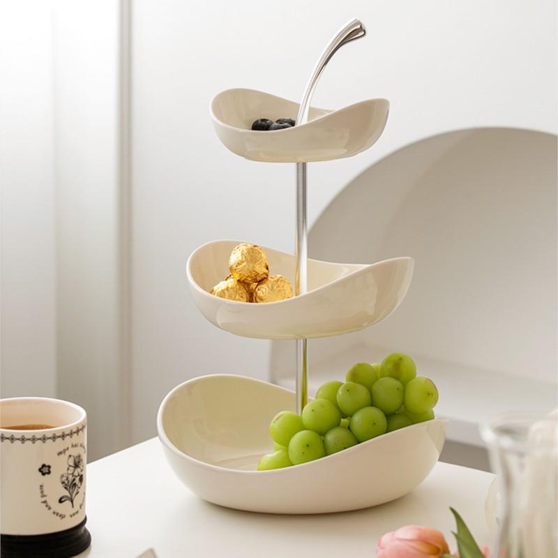 MOMO Fruit Plate Home Living Room Coffee Table Ornaments Candy Dish Placed Snack Tray Multi-layer High-grade Fruit Plate