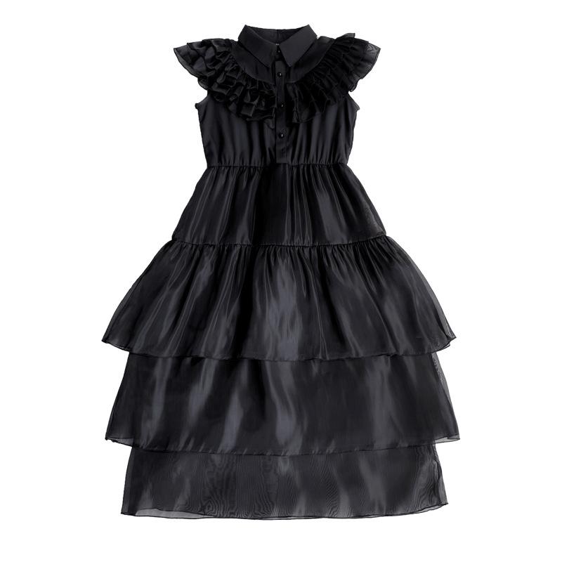 Halloween Diablo Goth Adams Family Ghost Bride Vampire Dress Wednesday cos Dress Little Black Dress