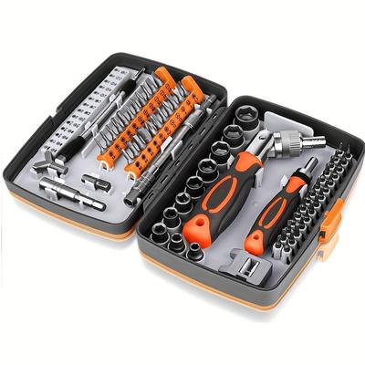 Jeu de tournevis à cliquet de précision, kit d'outils de réparation à domicile 68 en 1, kit de tournevis à cliquet rotatif magnétique démontable