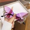 1PC Butterfly Shape Frameless Sunglasses Women's Fashion Personality Exaggerated Sunglasses