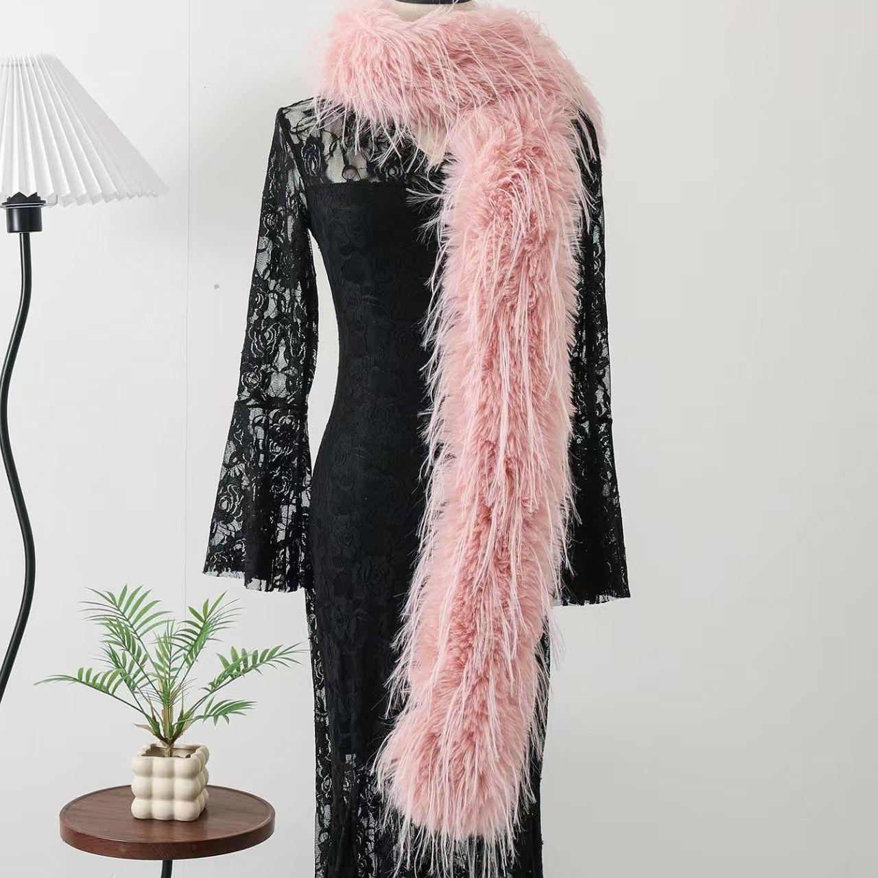 

Niche Personalized Spice Girl Long Fluffy Scarf Imitation Mink Thickened Soft Waxy Warm Plush Solid Color Fur Collar Scarf