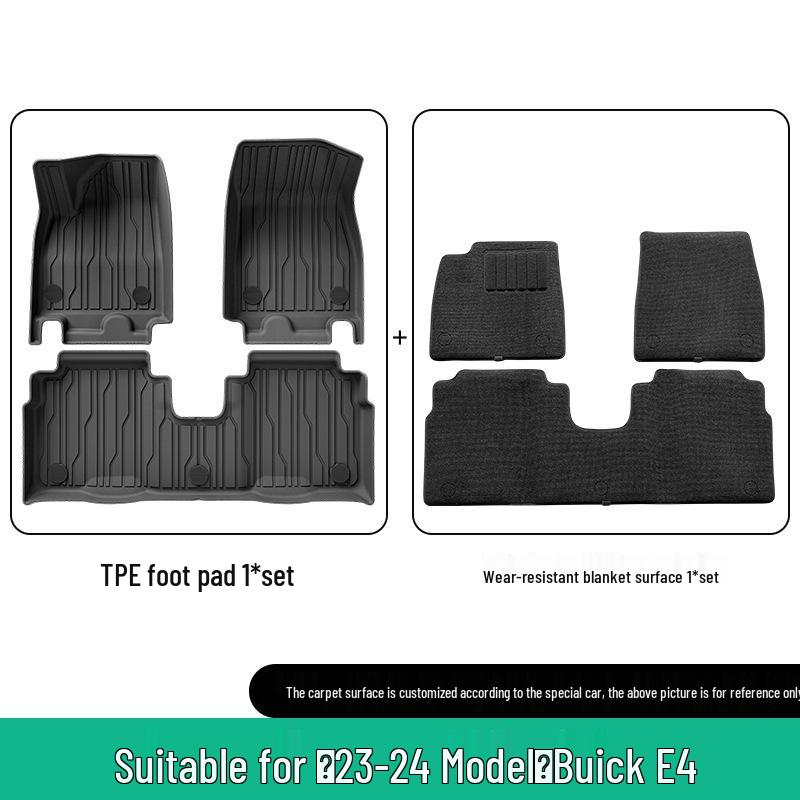 Eco-friendly Custom-fit Floor Mats Set for 2023 Buick E4: Includes TPE Trunk Mat & Seat Backrest Mat