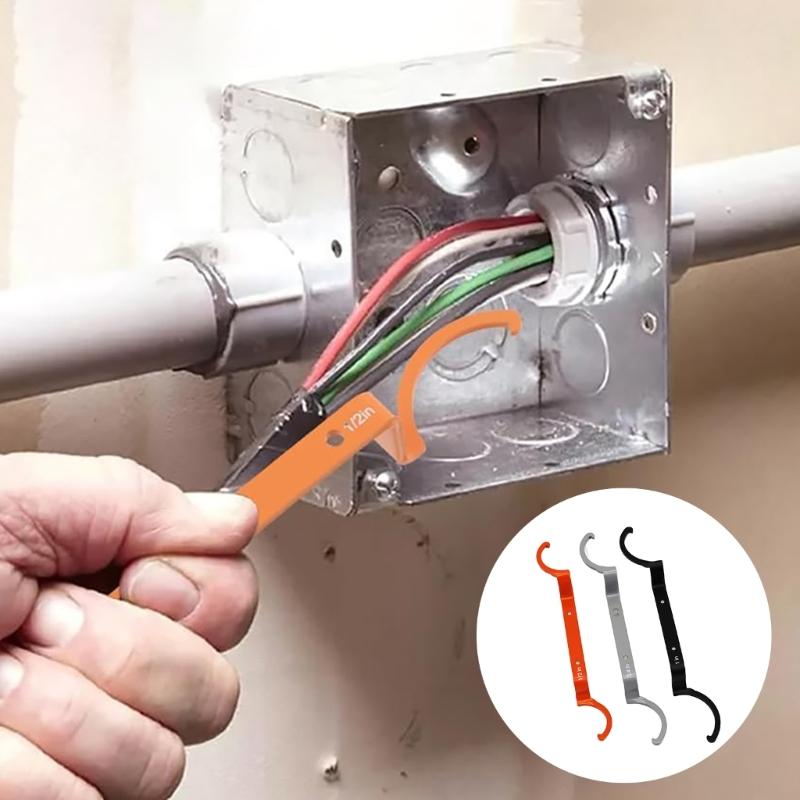3Pcs Conduit Lockout Wrenches Kit 1inch 1/2inch 3/4inch Steel Locknut Wrenches Set for Tight Space Tightening Loosening