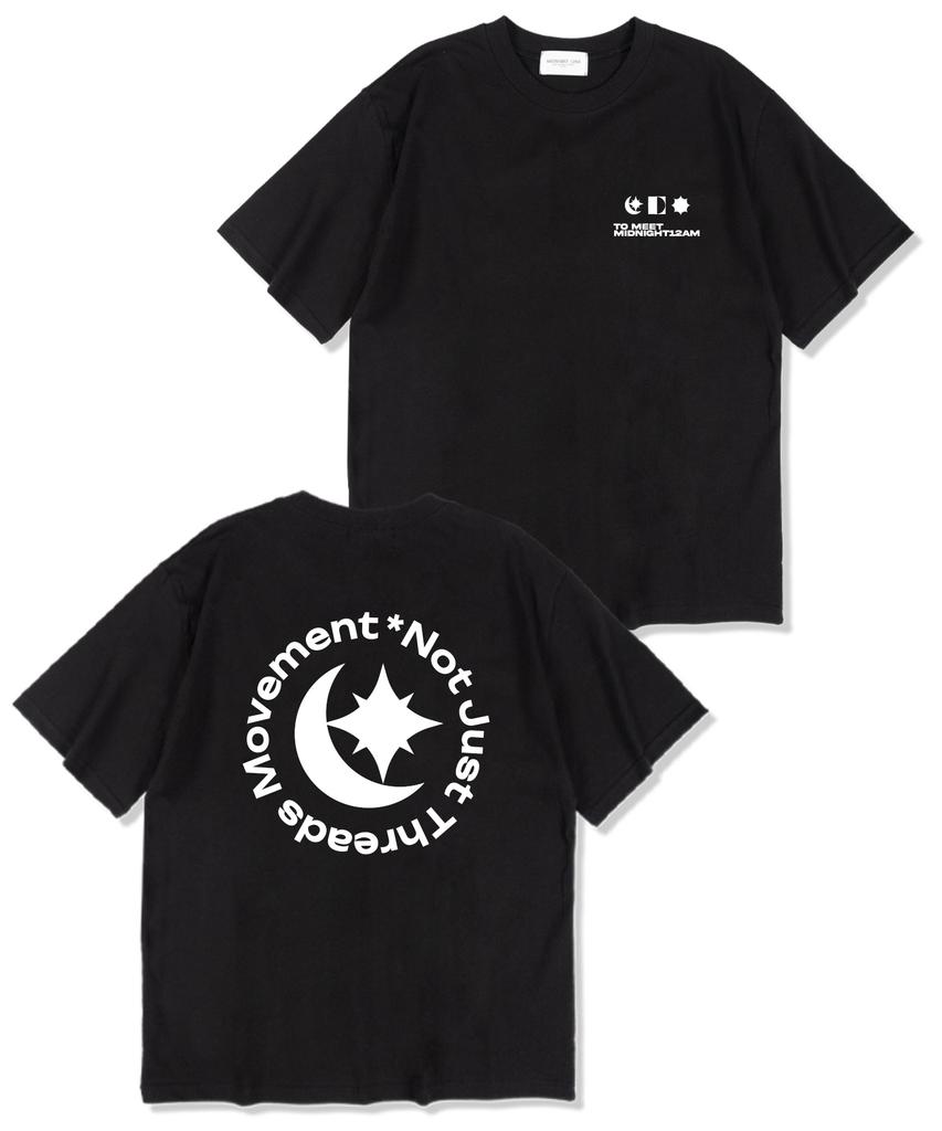 MIDNIGHT12AM Symbol To Moon Oversized Short Sleeve T-Shirt Black