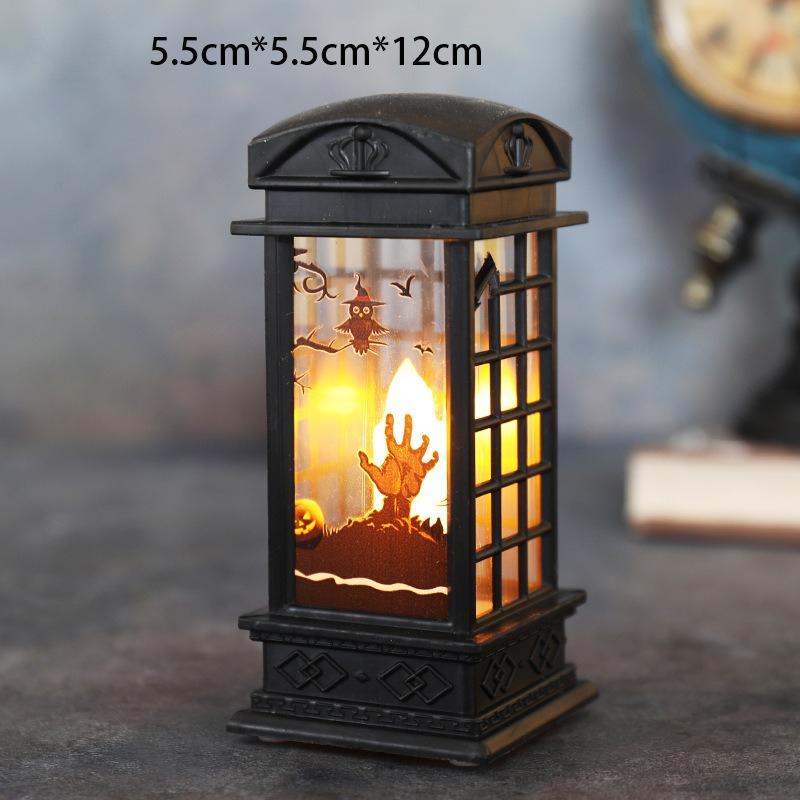 Halloween LED Flame Flickering Oil Lamp Battery Operated Spooky Decor Haunted House Prop Tabletop Centerpiece for Bar Party