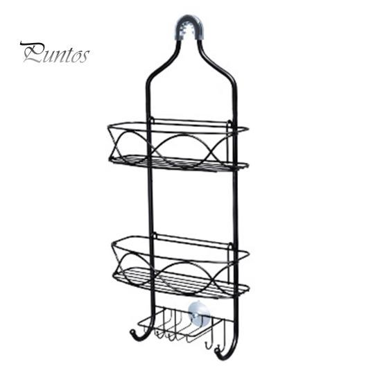 

Стеллаж для хранения со съемной корзиной, большой вместимости, простая установка, 3-слойный подвесной душевой шкаф, большой органайзер для ванной комнаты чёрный