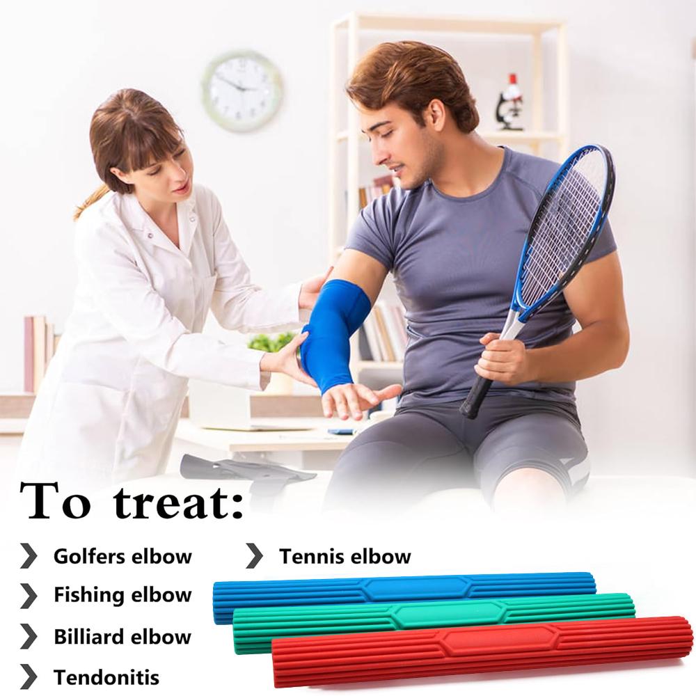 Flex Therapy Bar for Tennis Golfers Elbow Tendonitis Wrist Pain Relief Resistance Physical Therapy Strengthener
