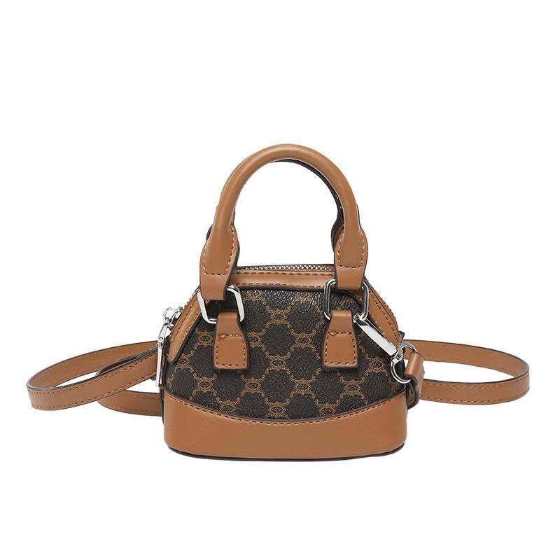 

2025 женская мини-сумка через плечо Shell - модная повседневная сумка-мессенджер в корейском стиле коричневый