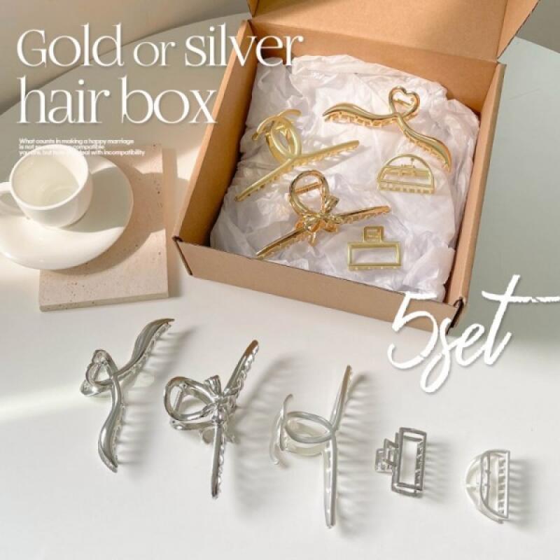 

2-color point hair clips (5 sets) Gold 5 SET