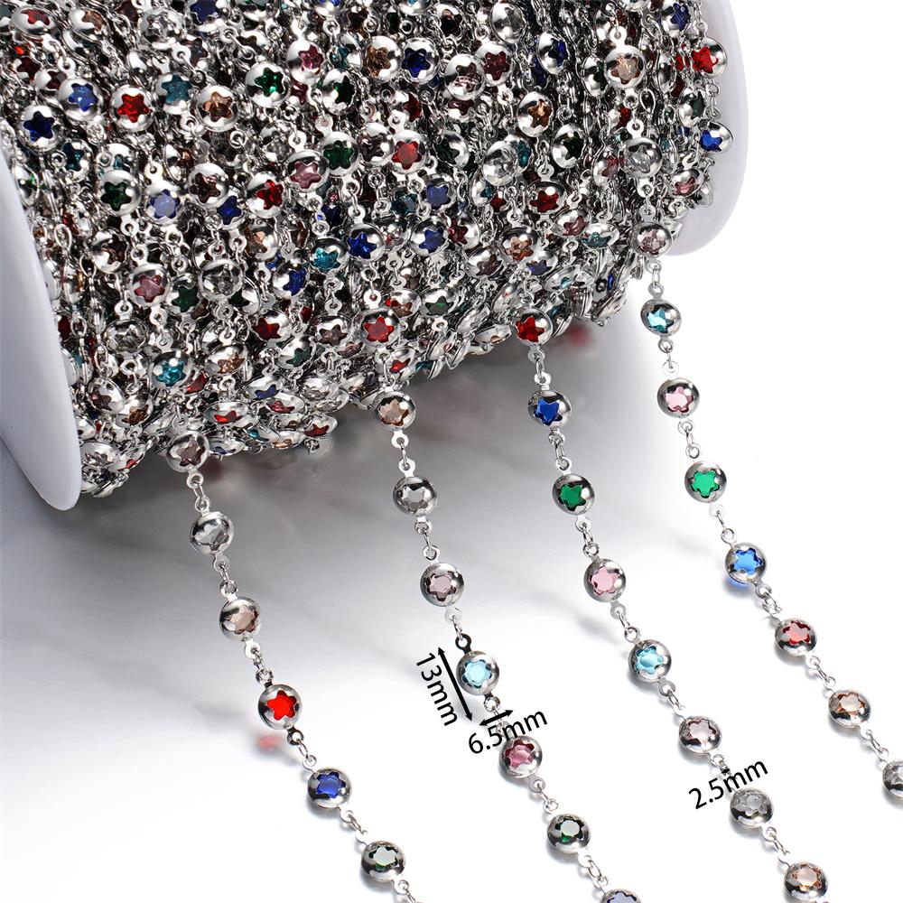 1Meter Copper Chain With Crystal Beads Chain DIY Necklace Bracelet For Jewelry Making Supplies