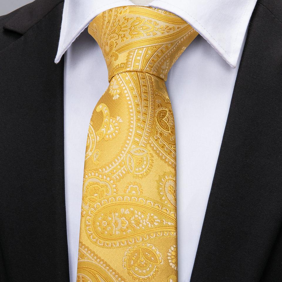 Barry.Wang Mens Striped Silk Tie Handkerchief Cufflinks Formal Necktie Set Designer