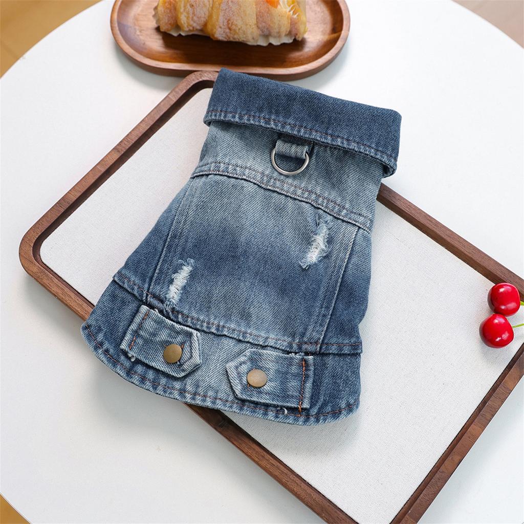 Stylish Denim Shirt with Lapel Neck and Button Down Design for Small Dogs and Cats - Adorable Pet Clothes for Your Pup