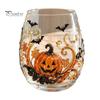 Bicchieri da festa di Halloween, Bicchieri in vetro con rilievo di zucca, fantasma, gatto, pipistrello, Bicchieri da bevande senza stelo spettrali, Bicchieri stagionali per