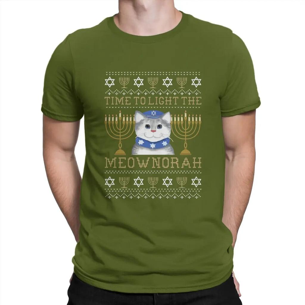 Jewish Unisexorah Light Man TShirt Light The Meownorah Jewish Cat Unisexorah Lover Hanukkah Distinctive T Shirt Harajuku Hipster