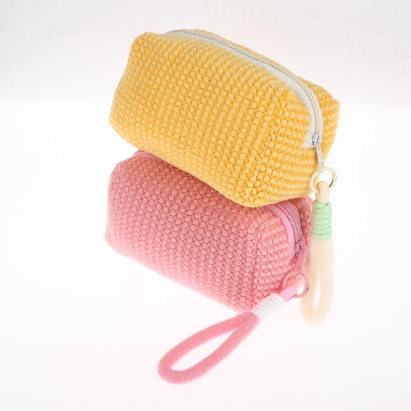 Sweet And Girly Candy Color Plush Large Capacity Makeup Bag, Toiletry Bag, Travel Portable Handbag Plush Makeup Bag