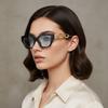 Luxury Chain Cat Eye Sunglasses, Unique Thick Frame Design, Unisex, Uv Protection Sunglasses 5610