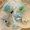 Green Themed Flower Hair Claw Clip Side Bangs Hair Clip Mesh Fake Flower Atmosphere Hairpin Seaside Vacation Hair Accessories