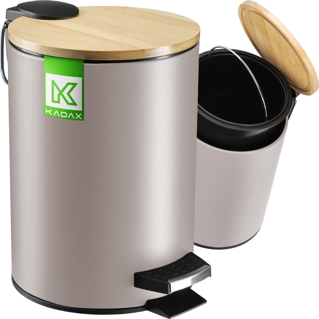 KADAX Bathroom Trash Can 3L Waste for Bathroom with Pedal Bamboo