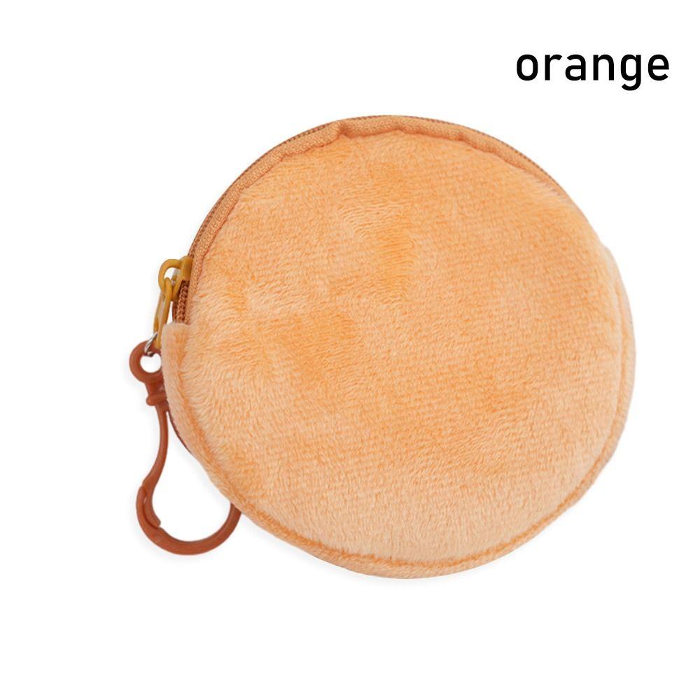1Pcs Kawaii ID Card Bag Round Coin Purse Pure Color Keychain Coin Bag Plush Thin Short Cute Wallet for Women